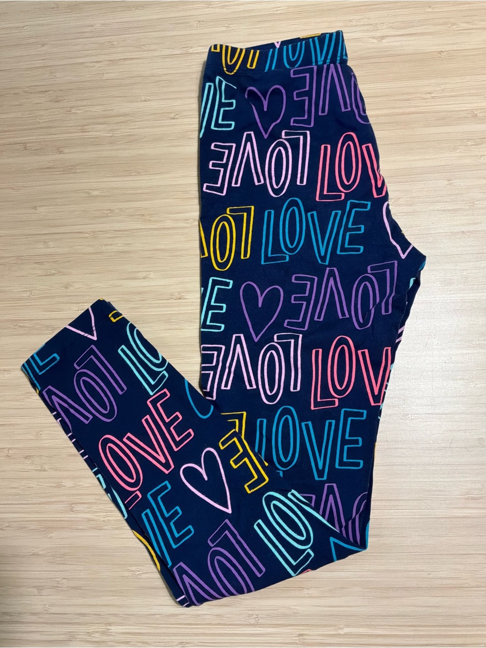 Cat & Jack Navy Leggings LOVE girls L(10-12)